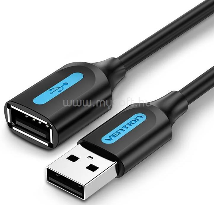 VENTION USB-A 2.0/M -> USB-A 2.0/F hosszabbító PVC 1m kábel (fekete)