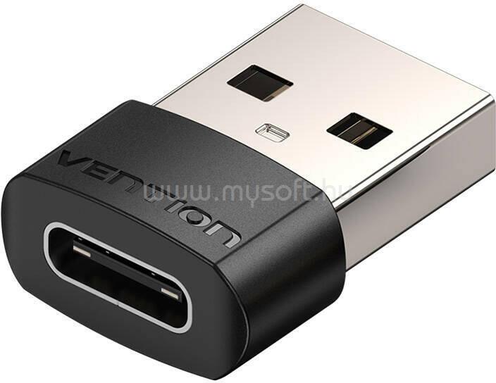 VENTION USB-A 2.0/M -> USB-C/F PVC, adapter (fekete)