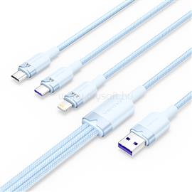 VENTION USB-A 2.0/M -> USB-C/Lightning/Micro USB-B, 1,5m,(kék,6A,3in1), kábel CTRLG small