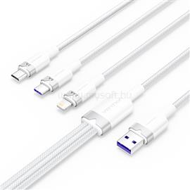 VENTION USB-A 2.0/M -> USB-C/Lightning/Micro USB-B, 1,5m,(fehér,6A,3in1), kábel CTRWG small