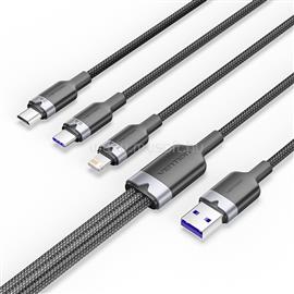 VENTION USB-A 2.0/M -> USB-C/Lightning/Micro USB-B, 1,5m,(fekete,6A,3in1), kábel CTRBG small