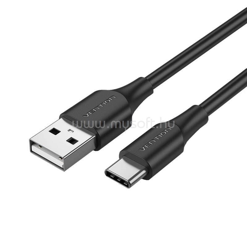 VENTION USB-A 2.0/M -> USB-C/M, 0,5m,(3A,fekete), kábel