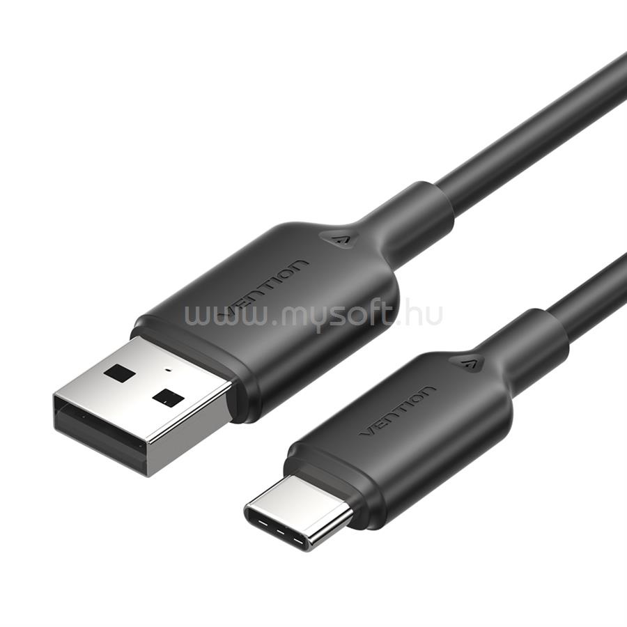 VENTION USB-A 2.0/M -> USB-C/M, 1m,(fekete), kábel