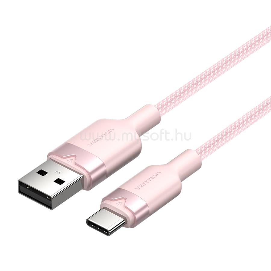 VENTION USB-A 2.0/M -> USB-C/M, 1m,(rózsaszín,3A), kábel