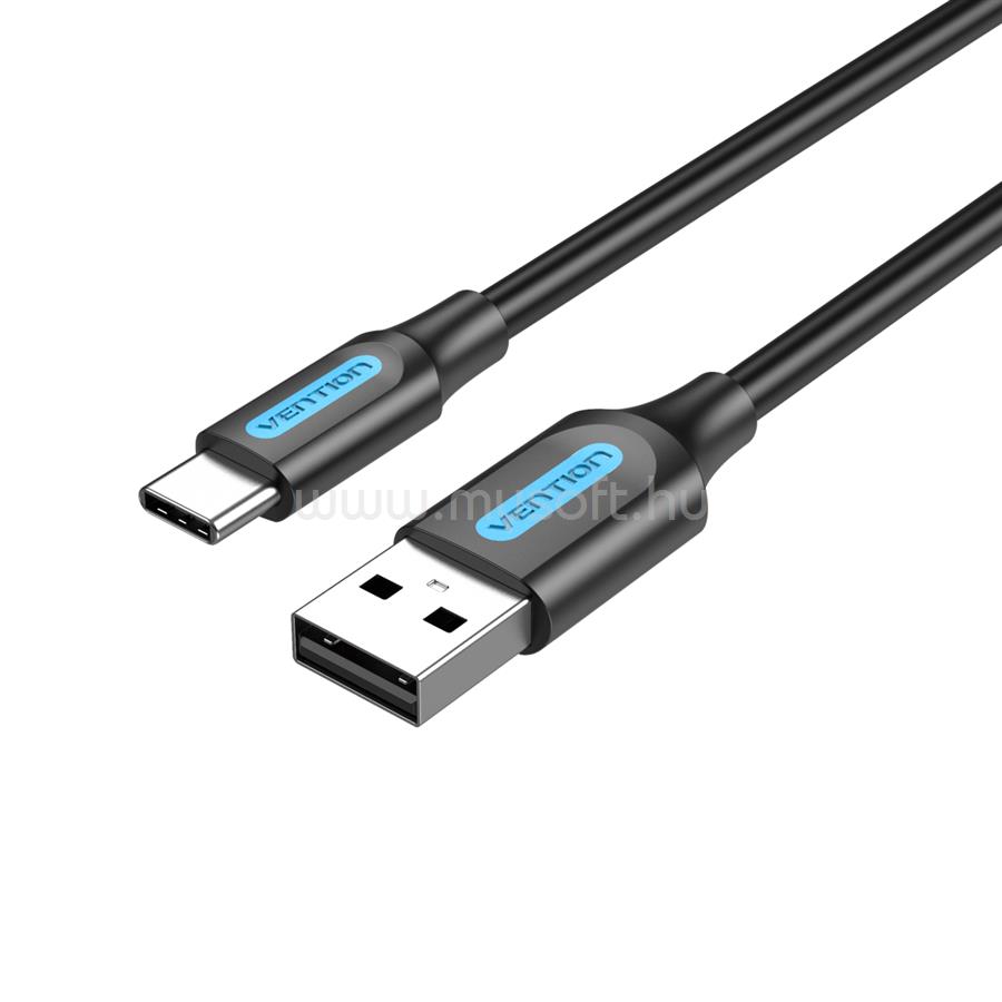 VENTION USB-A 2.0/M -> USB-C/M, 2m,(3A,fekete), kábel
