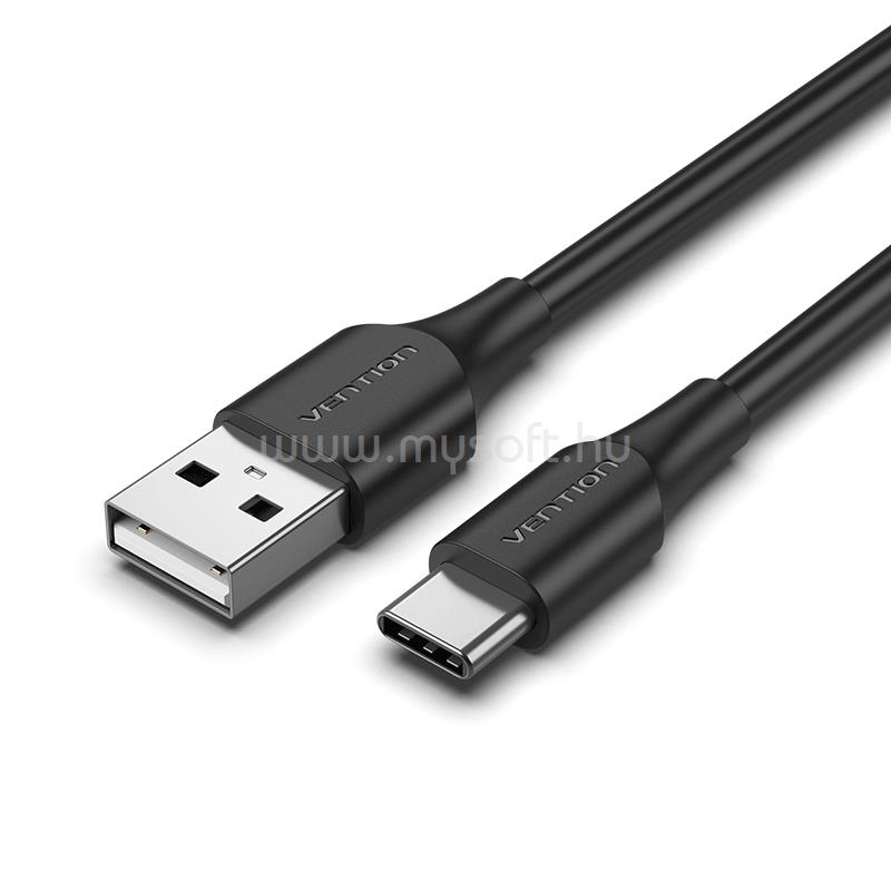 VENTION USB-A 2.0/M -> USB-C/M, 2m,(3A,fekete), kábel