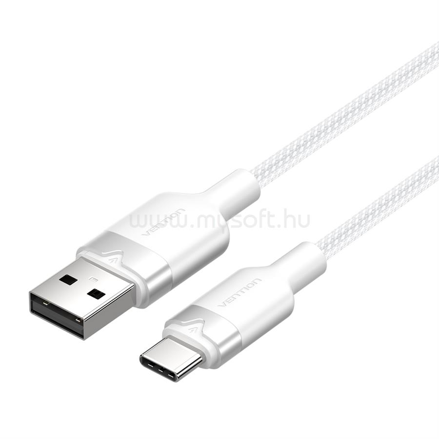 VENTION USB-A 2.0/M -> USB-C/M, 2m,(fehér,3A), kábel