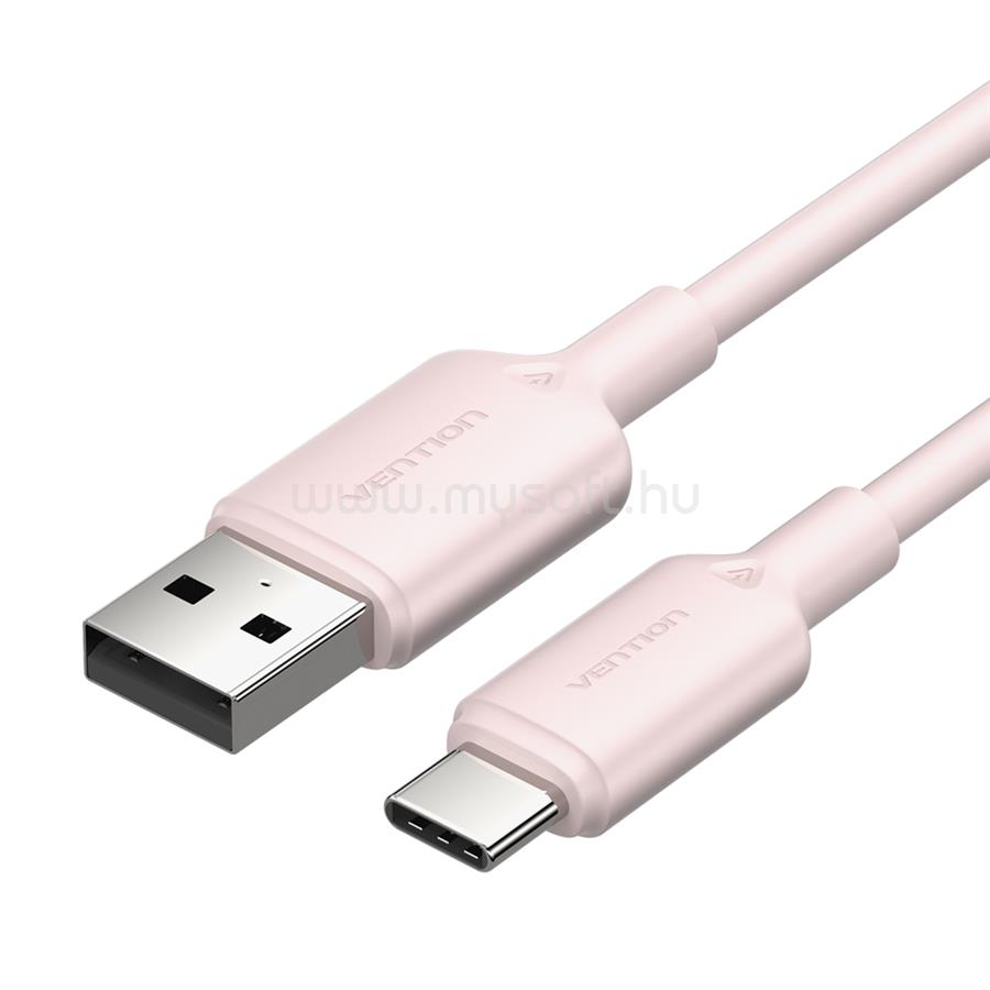 VENTION USB-A 2.0/M -> USB-C/M, 2m,(rózsaszín), kábel