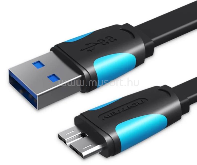 VENTION USB-A 3.0/M -> Micro USB-B lapos 1m, kábel (fekete)