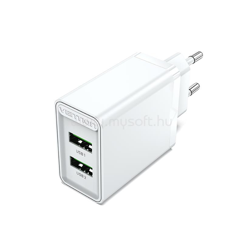 VENTION USB-A+A 2port, 18W/18W töltő (fehér)
