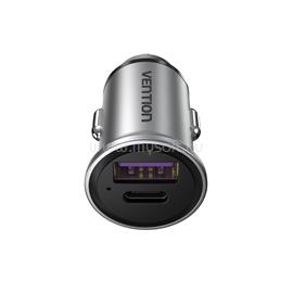 VENTION USB-A+C (2port,30W, szürke, szivargyújtós), töltő FFFH0 small