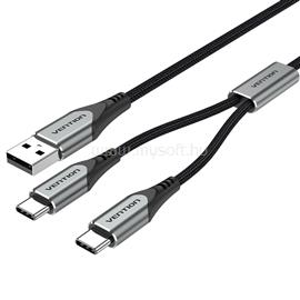 VENTION USB-A/M -> 2*USB-C/M, 0,5m, (3A,60W), kábel CQOHD small