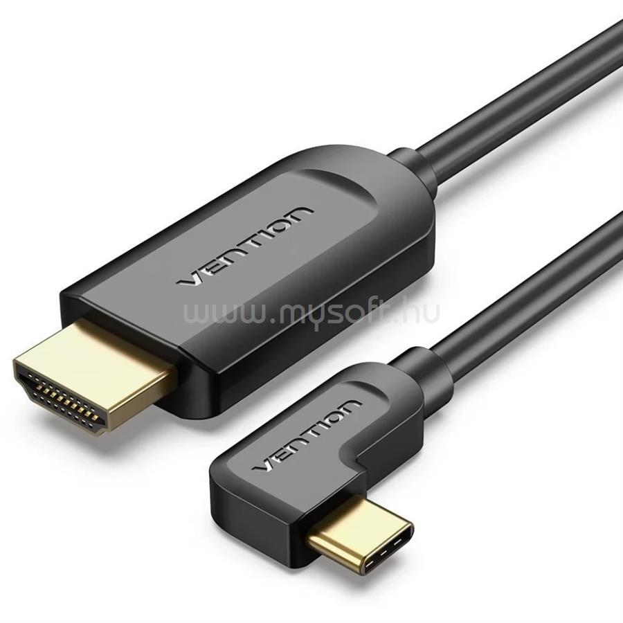 VENTION USB-C -> HDMI, 1,5m, jobbos kábel (fekete)