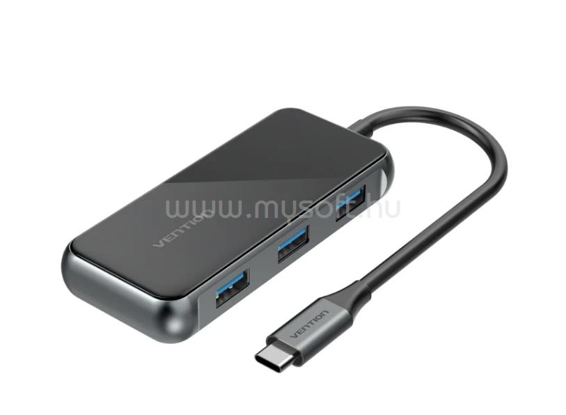 VENTION USB-C -> HDMI/ USB3.0*3/PD (0,15m, szürke, tükrös felületű), dokkoló