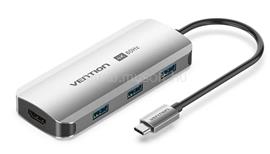 VENTION USB-C -> HDMI/USB 3.0 x3/PD (0,15m Szürke Aluminum Ötvözet) dokkoló TQDHB small