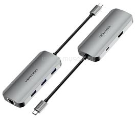 VENTION USB-C -> HDMI/USB 3.0x3/RJ45/PD dokkoló 0,15m aluminum ötvözet (szürke) TOHHB small