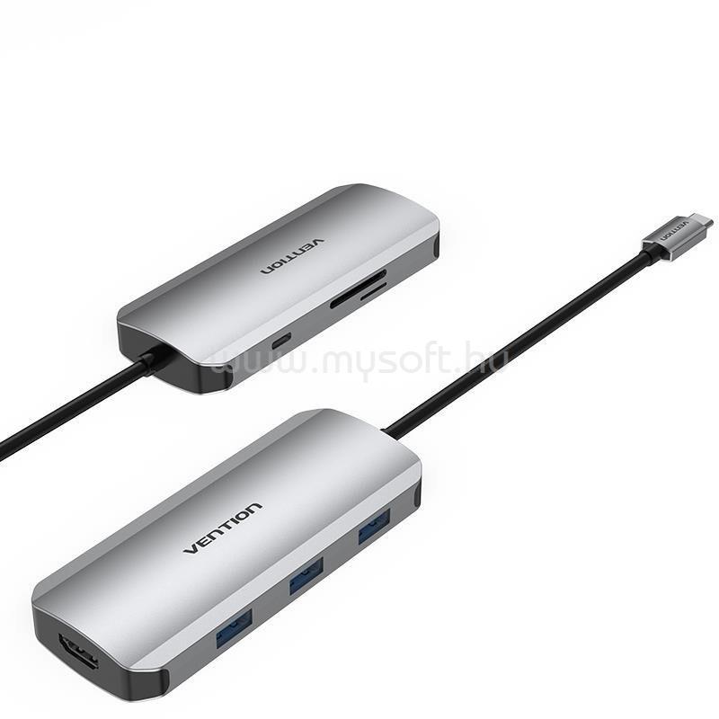 VENTION USB-C -> HDMI/USB 3.0x3/SD/TF/PD 7 az 1-ben dokkoló