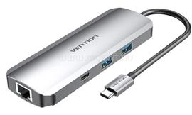 VENTION USB-C -> HDMI/USB-C Gen 1/USB3.0x2/RJ45/SD/TF/TRRS 3.5mm/PD 0,15m aluminum ötvözet dokkoló (szürke) TOMHB small