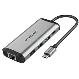 VENTION USB-C -> HDMI/USB3.0*3/TF/SD/RJ45/3.5mm/PD 0,15m aluminum ötvözet dokkoló (szürke) THAHB small