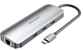 VENTION USB-C -> HDMI/USB3.0x3/RJ45/SD/TF/PD 0,15m aluminum ötvözet dokkoló (szürke) TOKHB small