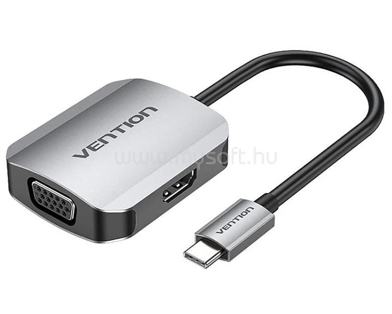 VENTION USB-C -> HDMI/VGA (0,15m Szürke Aluminum Ötvözet) konverter