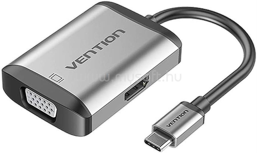 VENTION USB-C -> HDMI/VGA/USB3.0/PD 0,15m fém ötvözet konverter (szürke)