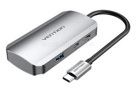 VENTION USB-C -> USB3.0*3/Gigabit Ethernet/PD, 0,15m fémszerű Hub (szürke) TGDHB small
