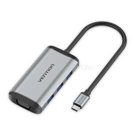 VENTION USB-C -> USB3.0*3/TF/SD/PD 0,15m aluminum ötvözet Hub (szürke) TGRHB small