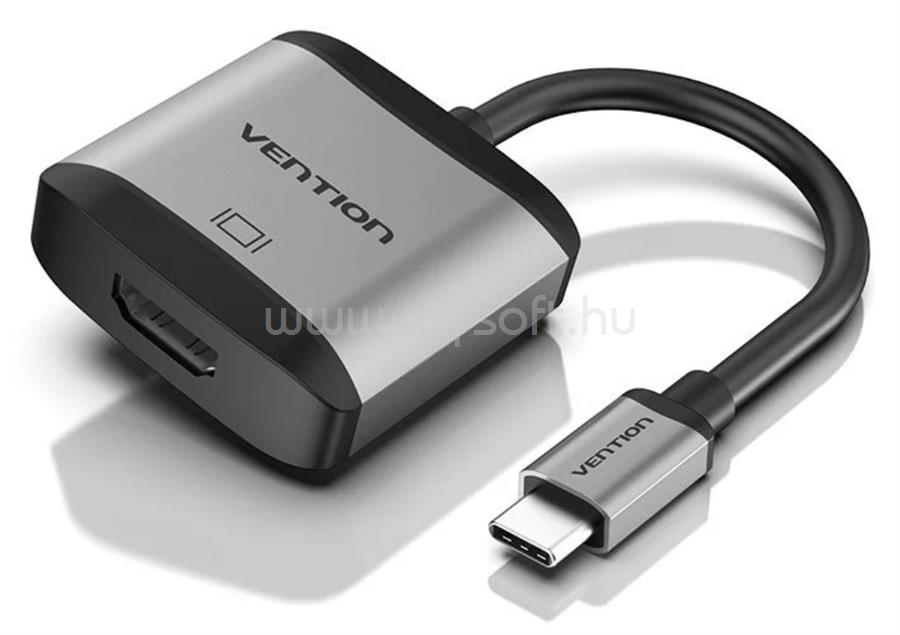 VENTION USB-C -> USB3.0*4/PD 0,15m Hub (szürke fémszerű),