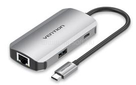 VENTION USB-C -> USB3.0x3/RJ45/PD Hub 0,15m aluminum ötvözet (szürke) TNFHB small