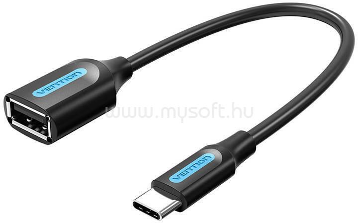 VENTION USB-C 2.0/M ->  USB-A/F, 0,15m OTG PVC kábel (fekete)