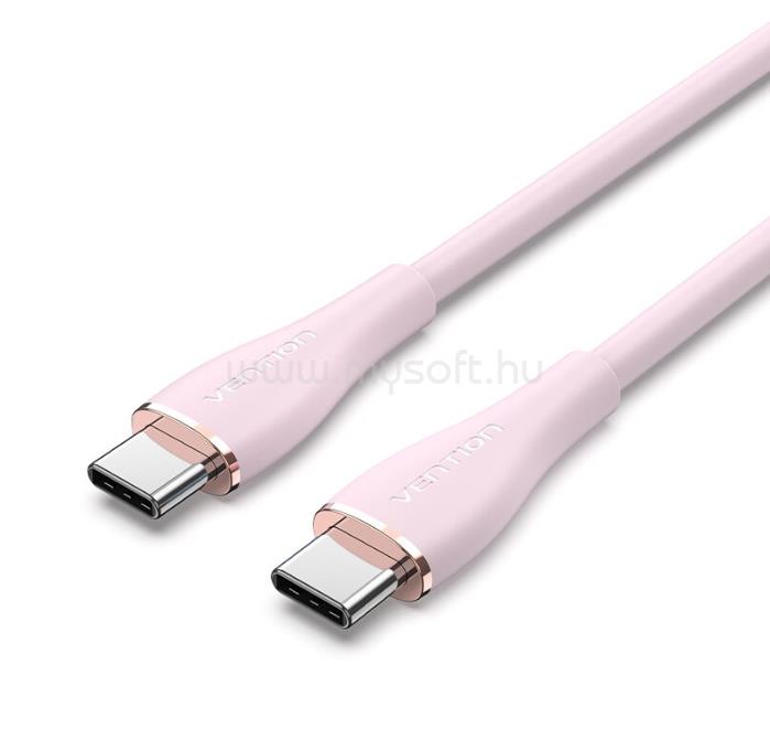 VENTION USB-C 2.0/M -> 2*USB-C/M 5A,szilikon 1,5m kábel (rózsaszín)