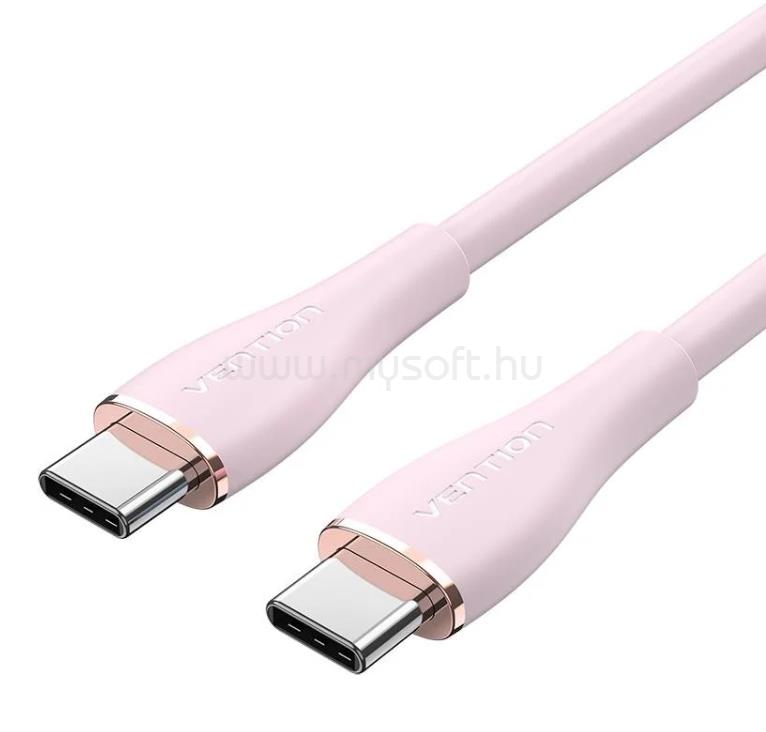 VENTION USB-C 2.0/M -> USB-C 2.0/M 5A szilikon 1,5m kábel (rózsaszín)