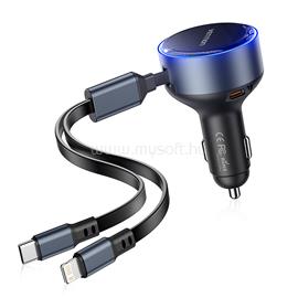 VENTION USB-C*2+Lightning (3port,30W, szivargyújtós), töltő FFOB0 small