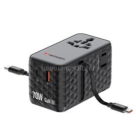 VERBATIM 30186 Charge n Travel 70W univerzális utazó adapter 2xUSB-C kábellel (fekete) VERBATIM_30186 small