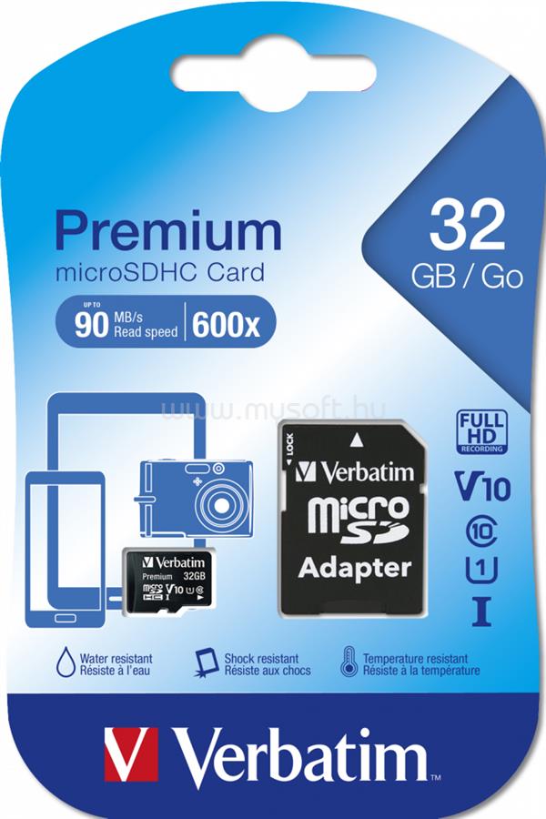 VERBATIM 32 GB Class 10/UHS-I (U1) microSDHC with adapter