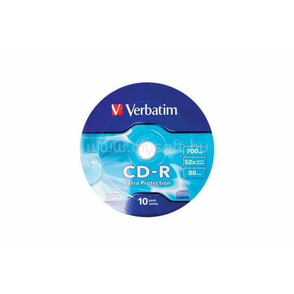 VERBATIM 43725 CD-R 700MB/52x/extra protection írható felület/egyszer írható CD 10db/csomag