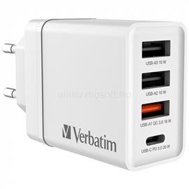 VERBATIM 49701 CHR-30EU2 USB 30W 1xUSB-C PD 20W/1xUSB-A QC 3.0/2xUSB-A 10W hálózati töltő (fehér) VERBATIM_49701 small