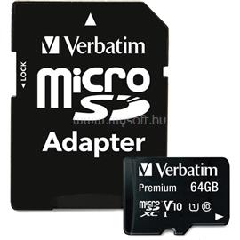 VERBATIM MICRO SDXC CARD 64GB INCL ADAPTER R: 90MB/S W: 10MB/S VERBATIM_44084 small