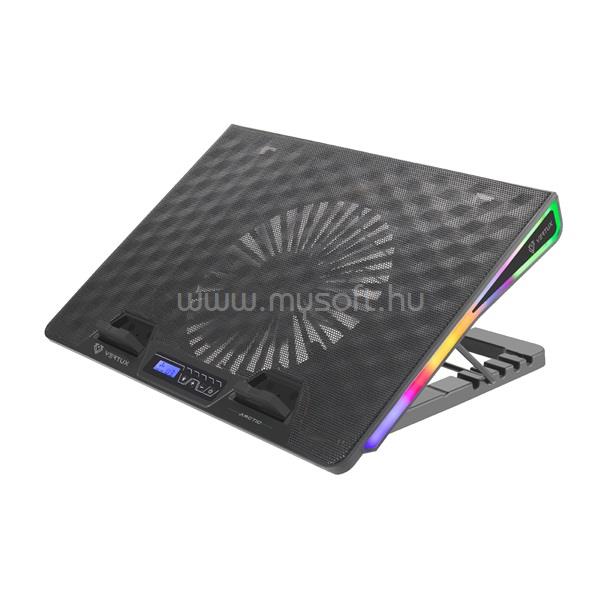 VERTUX ARCTIC Notebook hűtőpad (Max.: 17", állítható, 22dB, 18cm venti, 8000rpm, 2xUSB 3.0, RGB LED, fekete)