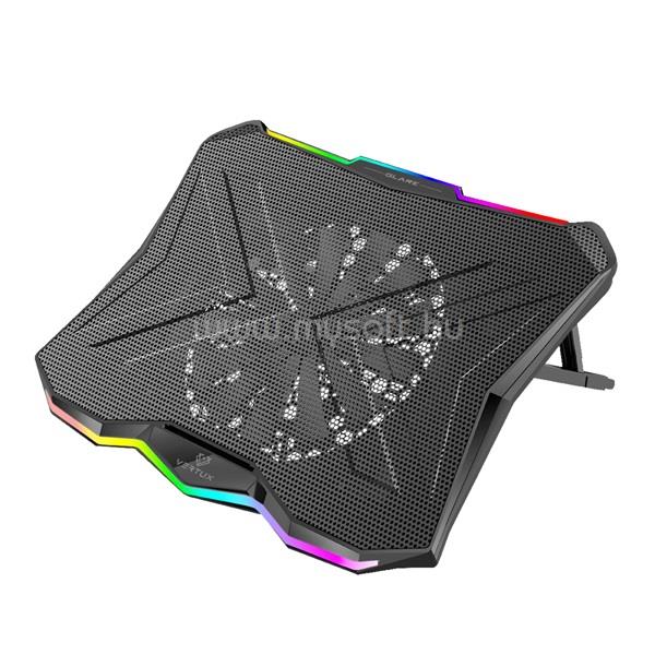 VERTUX GLARE Notebook hűtőpad (Max.: 17", 22dB, 18cm venti, 8000rpm, 2xUSB 3.0, RGB LED, fekete)