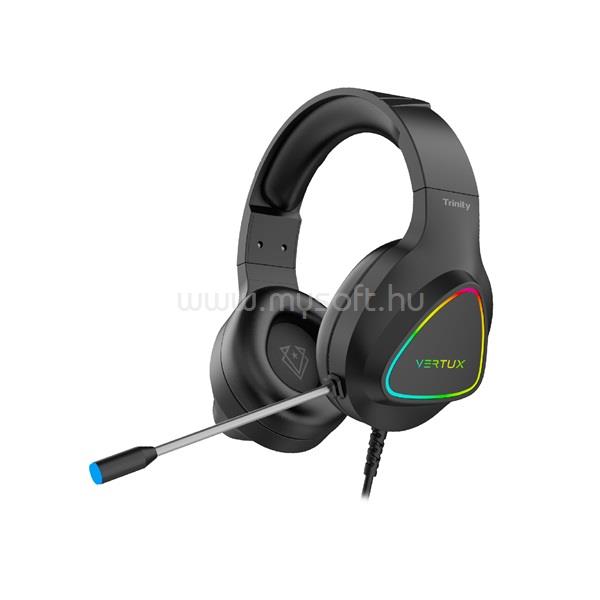 VERTUX TRINITY 2.0 headset (50mm driver, mikrofon, USB 3.0, Multi-platform, RGB LED, fekete)