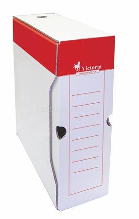 VICTORIA Archiválódoboz, A4, 100 mm, karton, piros-fehér