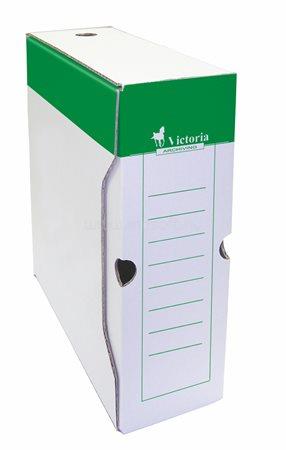 VICTORIA Archiválódoboz, A4, 100 mm, karton, zöld-fehér