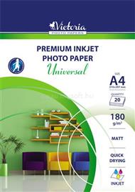 VICTORIA Fotópapír, tintasugaras, A4, 180 g, matt, "Universal" IJPM180-A4-20SHEETS small