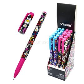 VINSON Golyóstoll kupakos, 0,7mm Flower Garden A24 vegyes test displ 20 db/display VINSON_59101 small