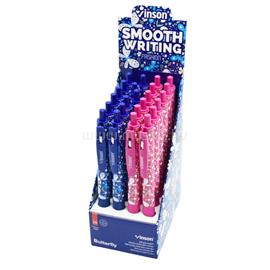 VINSON Golyóstoll nyomógombos 0,7mm Butterfly 520 vegyes test displ 24 db/display VINSON_59116 small