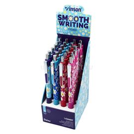 VINSON Golyóstoll nyomógombos 0,7mm Daisy 206 vegyes test displ 24 db/display VINSON_59112 small