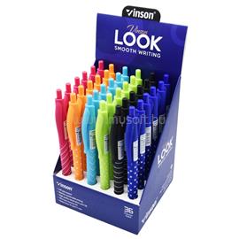 VINSON Golyóstoll nyomógombos 0,7mm Look 3202 vegyes test displ 36 db/display VINSON_59123 small