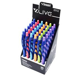 VINSON Golyóstoll nyomógombos gumírozott test Live F20 vegyes displ 36 db, írásszín kék GTVINF2036D small